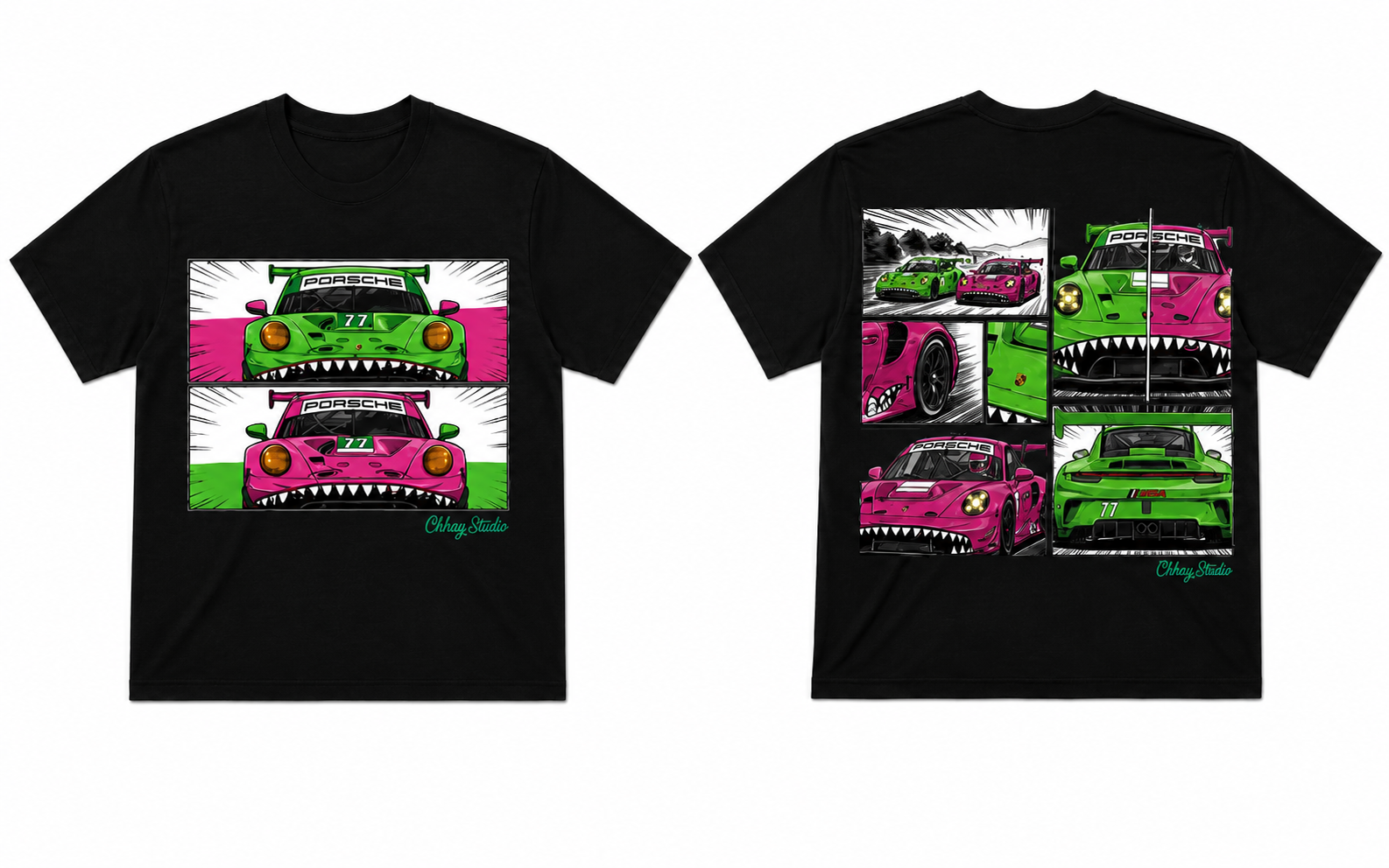 Chhay.Studio Porsche Fan Art of Rexy & Roxy Shirt